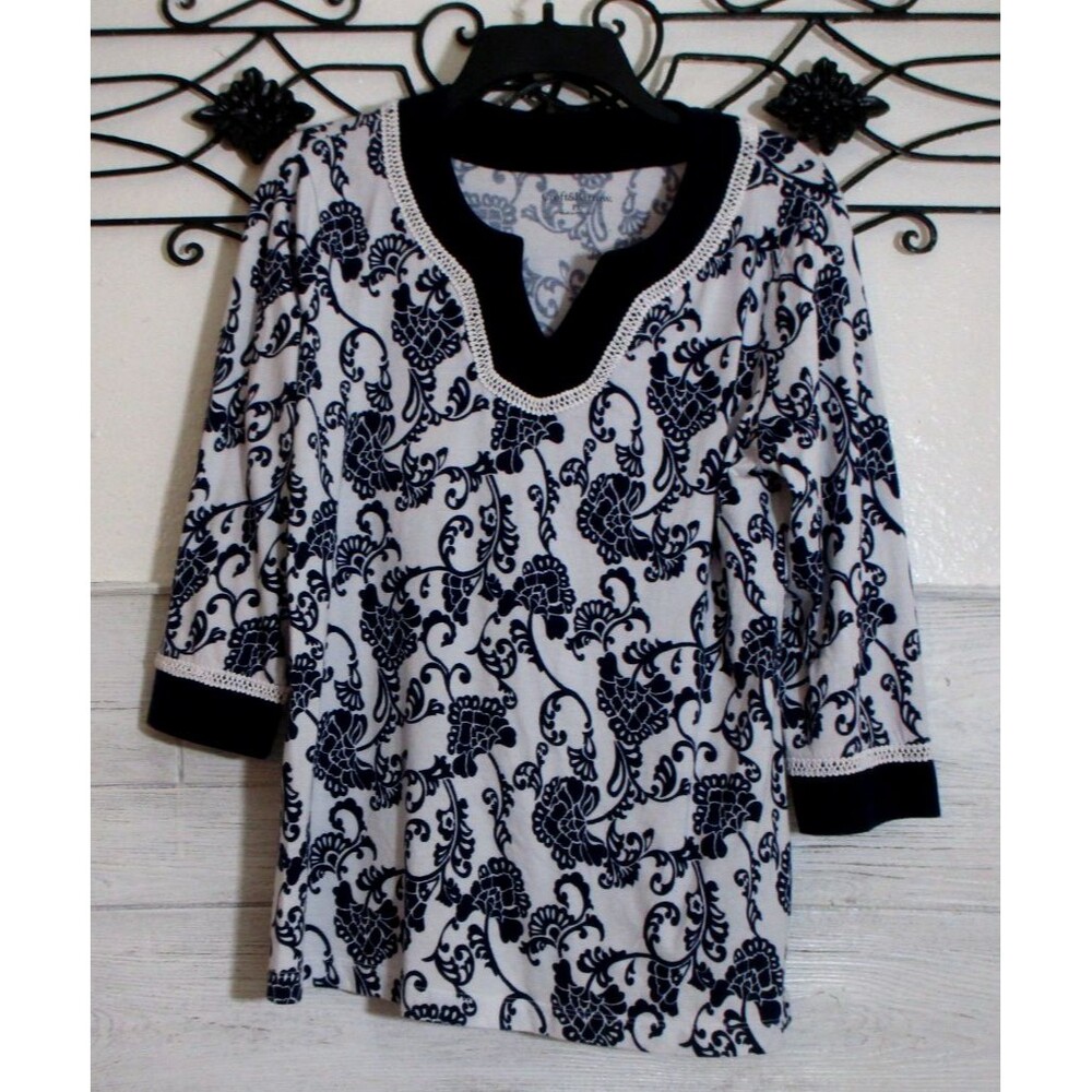 Croft & Barrow Women's Knit Top Size PL 3/4 Sleeve Multicolored Floral